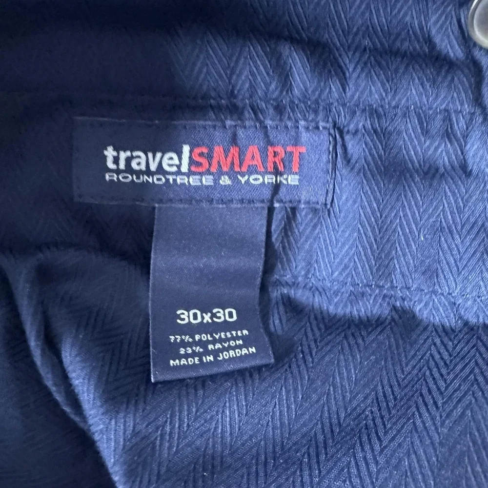 Roundtree & Yorke TravelSMART Pants Mens 30x30 Gray Classic Fit Dress Stretch
